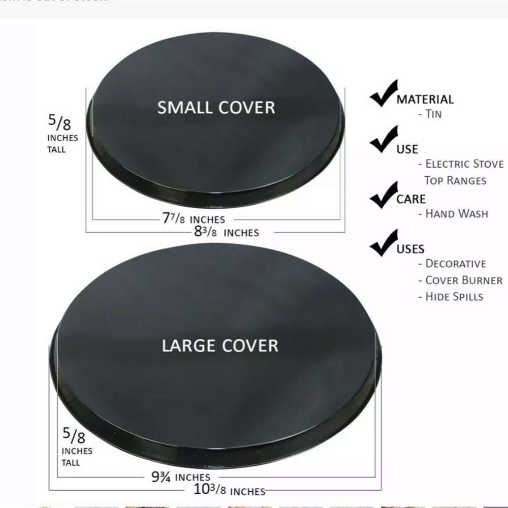 Stove Range Covers Coffee Themed Metal Round Set of 4 Gold Multicolor - Picture 3 of 14
